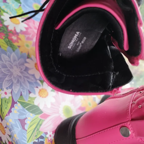 Sonoma Goods For Life Pink Fucsia Lace-Up Ankle Big Girl Boots - Picture 7 of 7